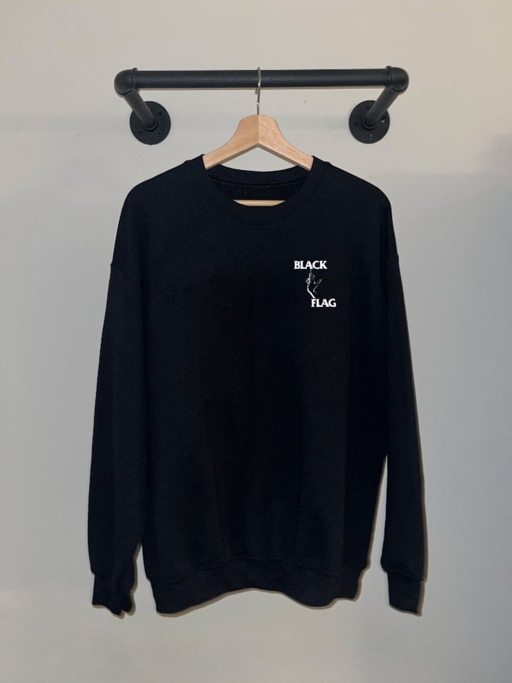 Black Flag Rollins Band 80s Punk Rock Music Finger Crewneck Sweatshirt